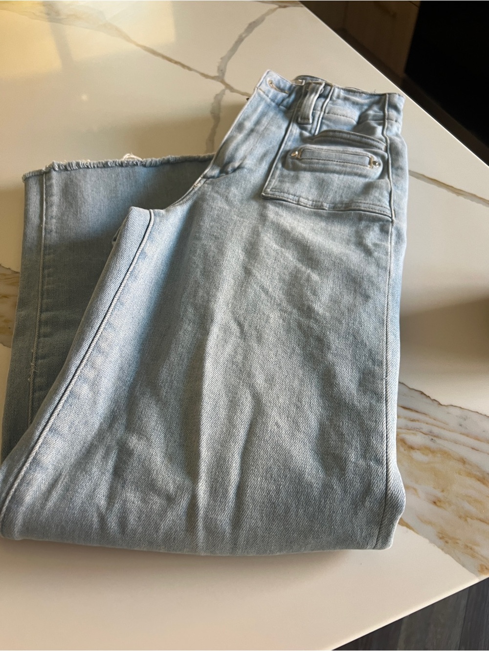 PAIGE Light Blue High-Rise (ANESSA) PETITE SIZE 25 Wide-Leg Jeans - Picture 2 of 13